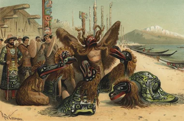 Maskentanz der Nuxalk-Leute von British Columbia